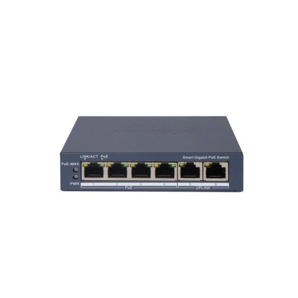 Hikvision switch l2, smart managed, 4 gigabit rj45 poe ports, 2 gigabit rj45 port, 802.3af/at, poe p - DS-3E1506P-EI