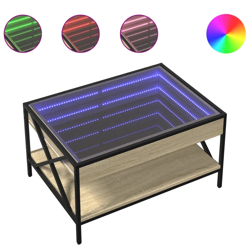 Tavolino da Salotto con LED Infinity Rovere Sonoma 70x50x38 cm 847703
