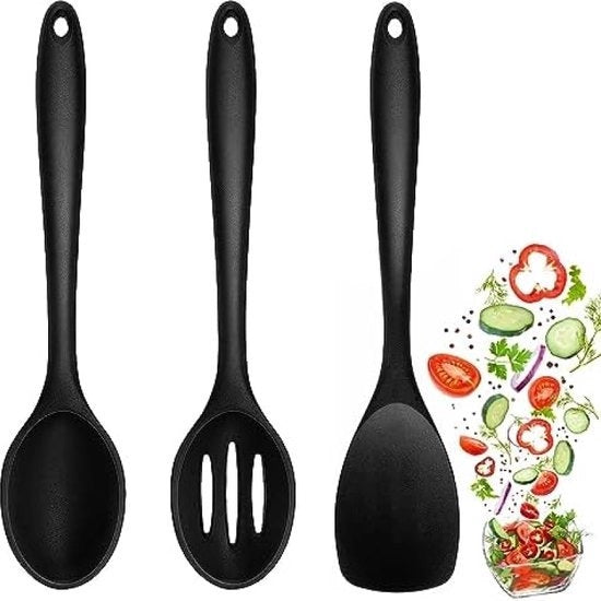 3 manici di cucchiaio di silicone, antiaderente, per cucinare, cuocere, mescolare