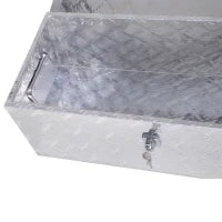 Cofanetto Porta Attrezzi in Alluminio, Cassetta degli Attrezzi con Maniglie Retrattili e Chiusura con Chiave, 76L x 33L x 25H cm, Grigio