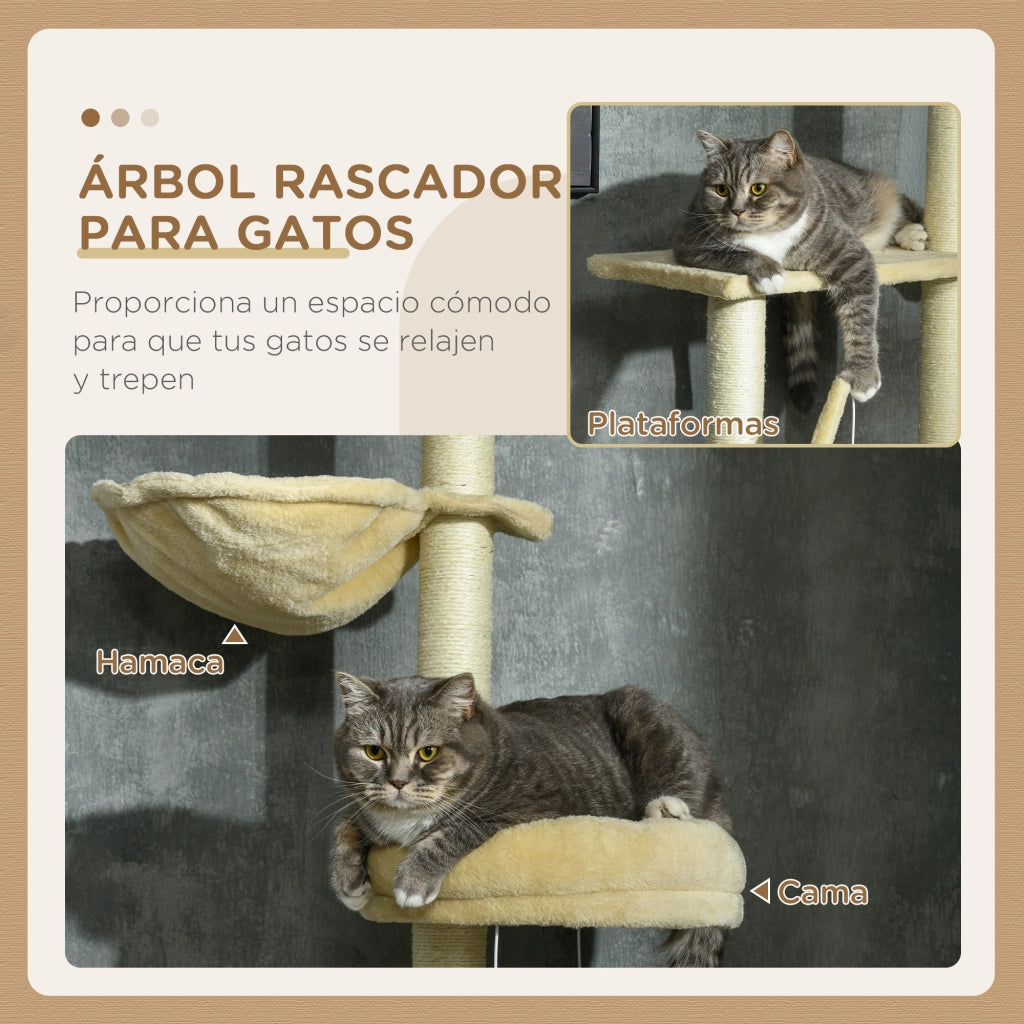 ¨¢rbol para Gatos ¨C zephmum ¨C Beige 230-250 cm