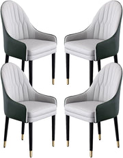 Set di 4 sedie da pranzo in pelle di microfibra, con schienale ergonomico e gambe in legno di faggio per bancone, salone, reception, cucina