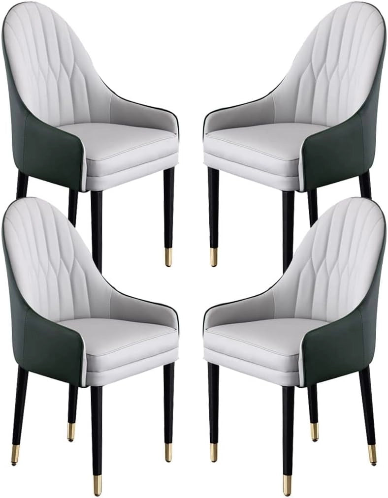 Set di 4 sedie da pranzo in pelle di microfibra, con schienale ergonomico e gambe in legno di faggio per bancone, salone, reception, cucina