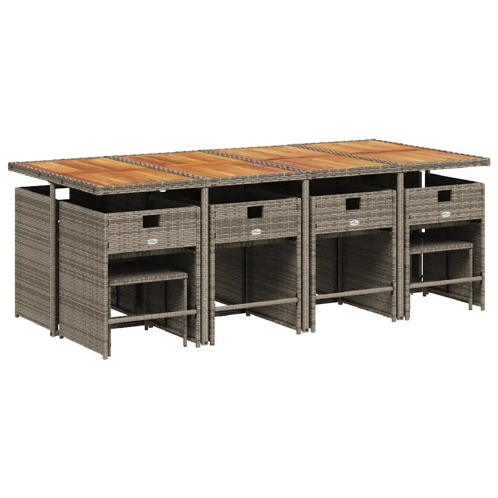 Set da pranzo da giardino da 13 pz con Cuscini in Polyrattan Grigio 3277936