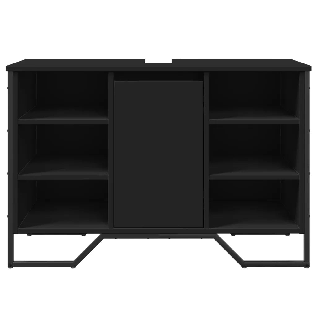 Mobile Lavabo Bagno Nero 91x35x60 cm in Truciolato 848664