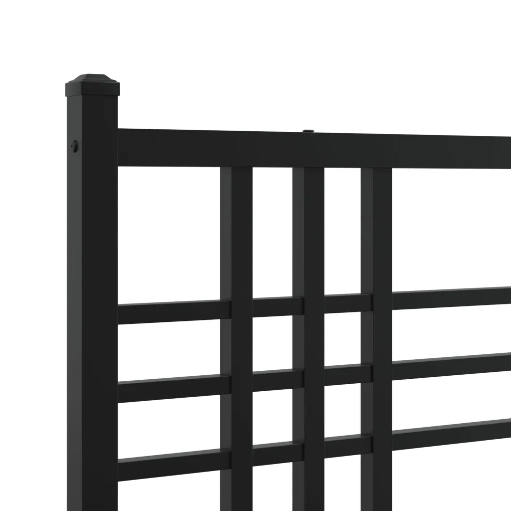 Letto matrimoniale | Letto per adulti | Giroletto con Testiera in Metallo Nero 150x200 cm