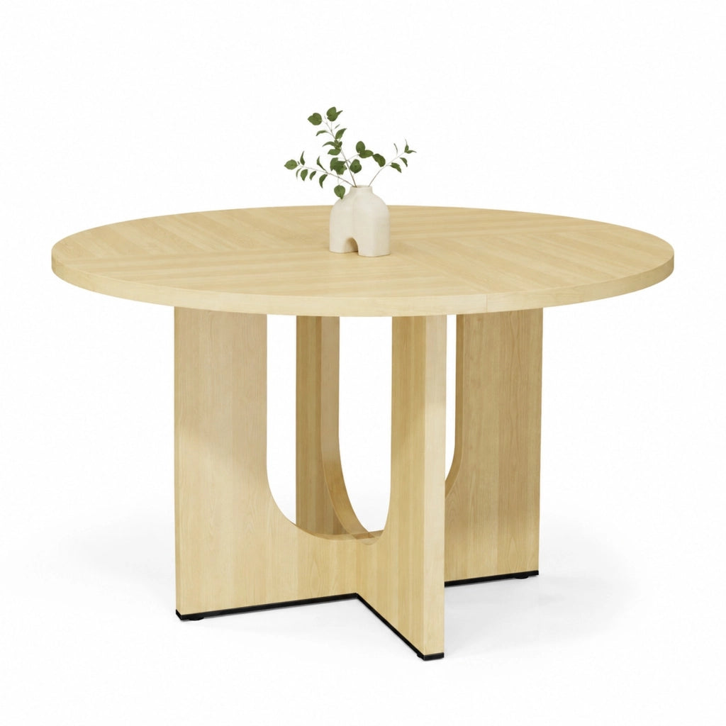 Tavolo rotondo da pranzo 120 cm, stile scandinavo, colore rovere, per 4-6 persone