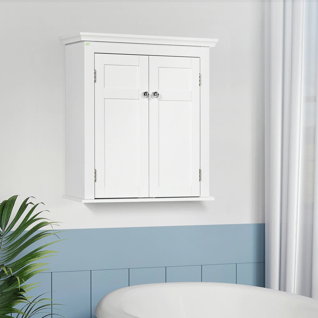 Mobile da Bagno Sospeso ¨C Xylo ¨C Bianco con Ante e Ripiani Regolabili 58x24x60 cm