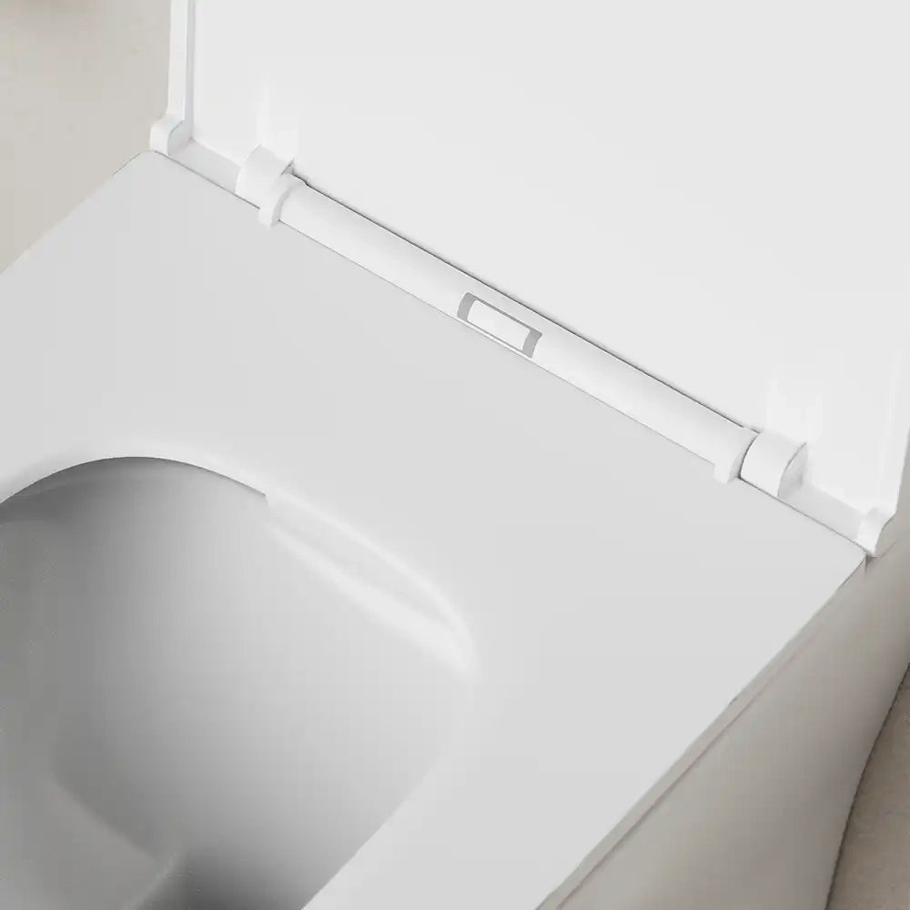 Coppia di sanitari filomuro rimless in ceramica bianca: vaso bidet e copriwc soft-close | Havana