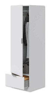 Armadio Bianco 1 Anta con Barra Appendiabiti e Cassetto – 50x51x170 cm