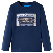 Maglietta Bambino Maniche Lunghe Blu Marino MÃ©lange 116