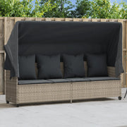 Lettino con Baldacchino e Cuscini Grigio ChiaroÂ in Polyrattan