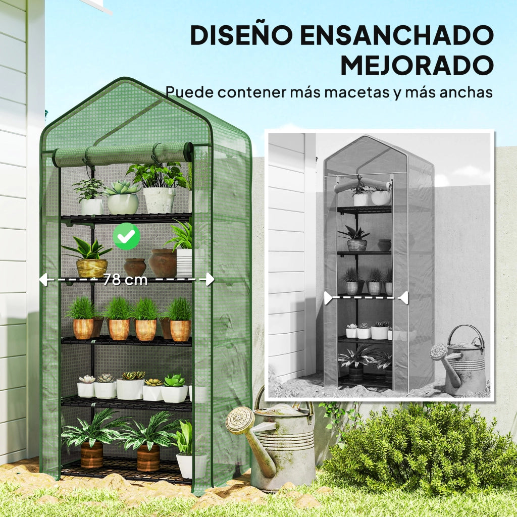 Serra da Giardino 5 Livelli con Porta a Zip Anti-UV ¨C zephmum ¨C Verde 90x49x193 cm