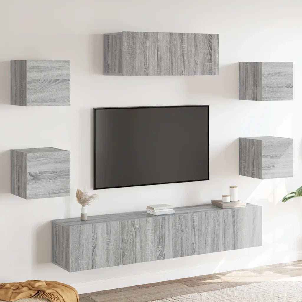 Set di Mobili Porta TV 7 pz Grigio Sonoma in Legno Multistrato cod mxl 20234