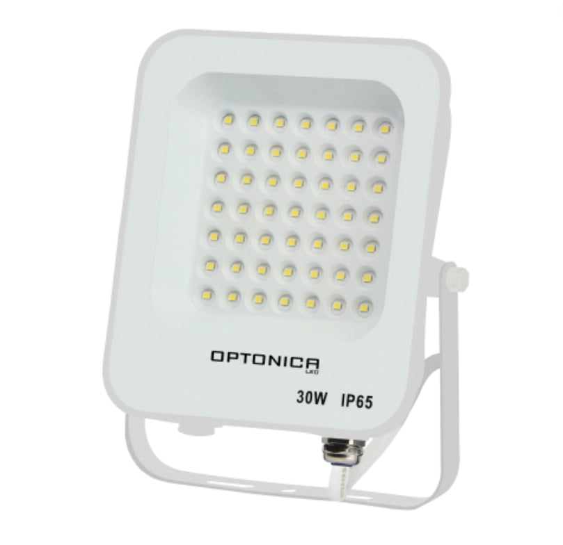 Proiettore led 30 watt slim metallo bianco ip65 equivalente 160 watt *** temperatura colore lampada 4500k bianco natu...