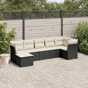Set Divani da Giardino con Cuscini 7pz Nero Polyrattan 3249805