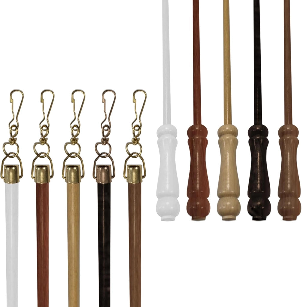 Frusta/Frustino Asta Tiratenda in Legno Noce di 125cm, Diametro 1cm - Ottima per Scorrimento della Tenda - Durevole e Robusto