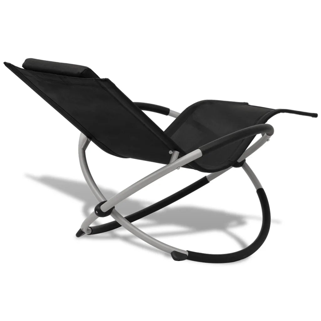 Lettino Prendisole Geometrico in Acciaio Nero e Grigio 42400