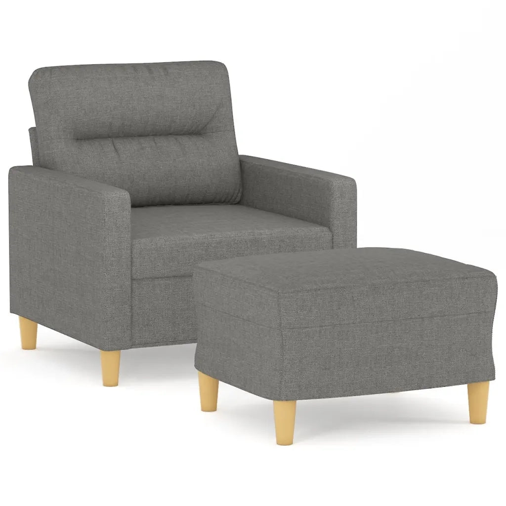 Poltrona con Poggiapiedi Grigio Scuro 60 cm in Tessuto 3153414