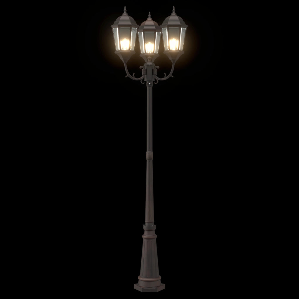 Palo da Giardino con 3 Lampade E27 Bronzo 235 cm Alluminio