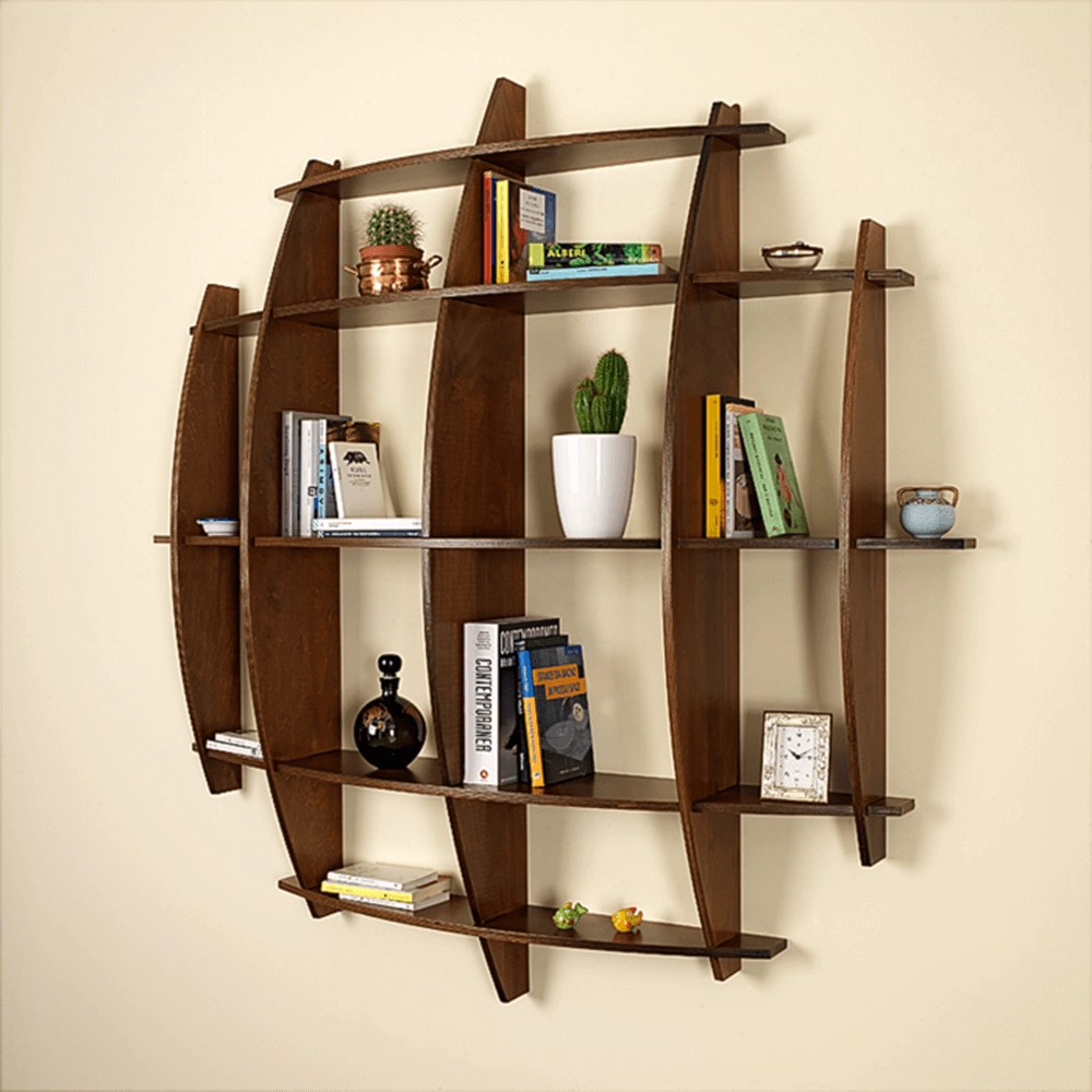 LIBRERIA MENSOLA SCAFFALE IN LEGNO MODELLO LUNA CON 5 RIPIANI FINITURA NOCE L.150  x P.30 x H.150 MADE IN ITALY ORIGINAL LEGNO ITALIA