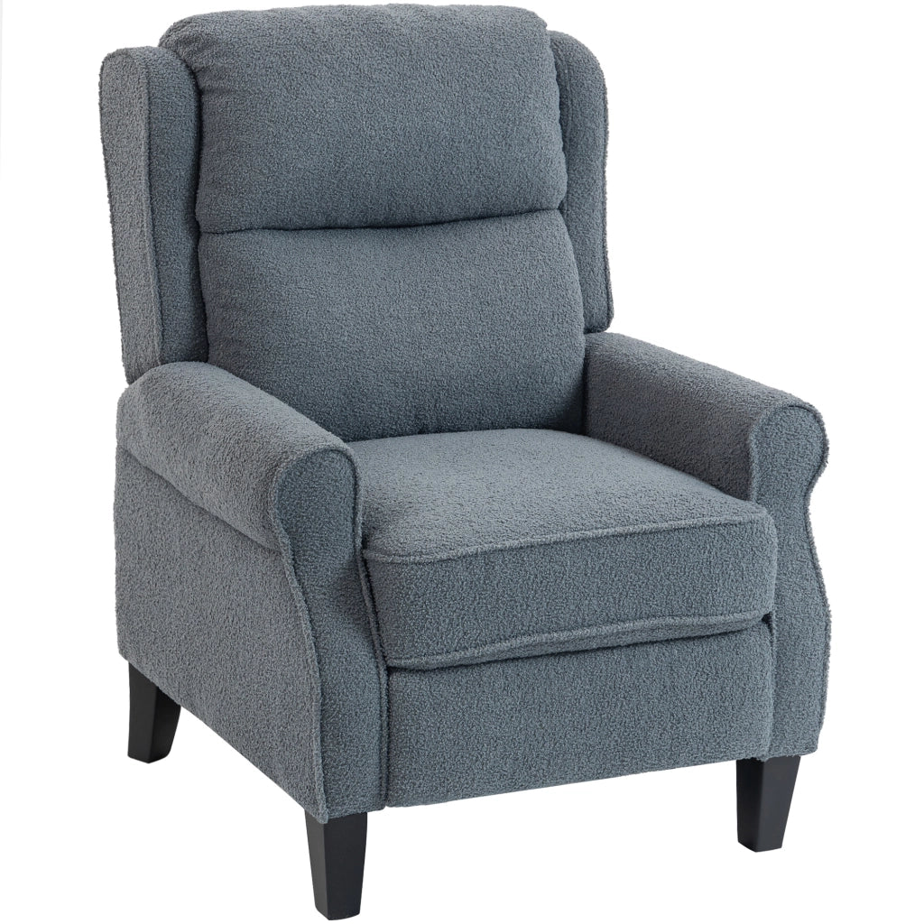 Fauteuil Inclinable en Polaire Teddy Repose-Pieds Extensible Gris
