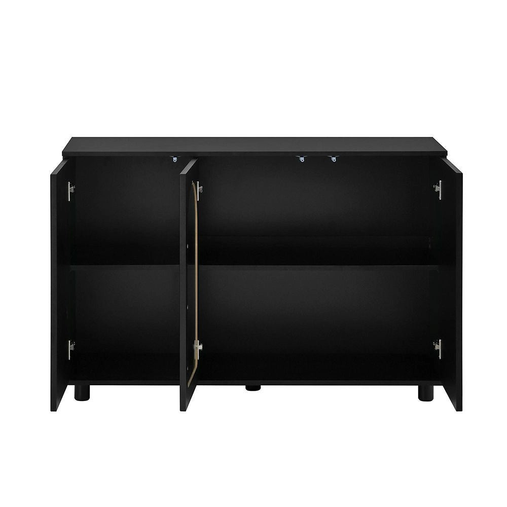 Buffet a forma di U - Xylo - Nero, porta in vetro, design rimbalzante