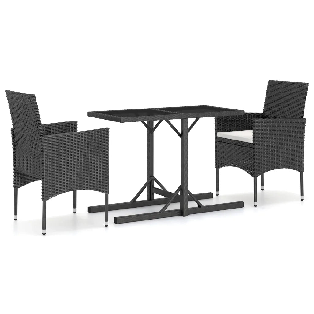 Set Mobili da Pranzo per Giardino 3 pz | Set Salotto da Giardino Nero