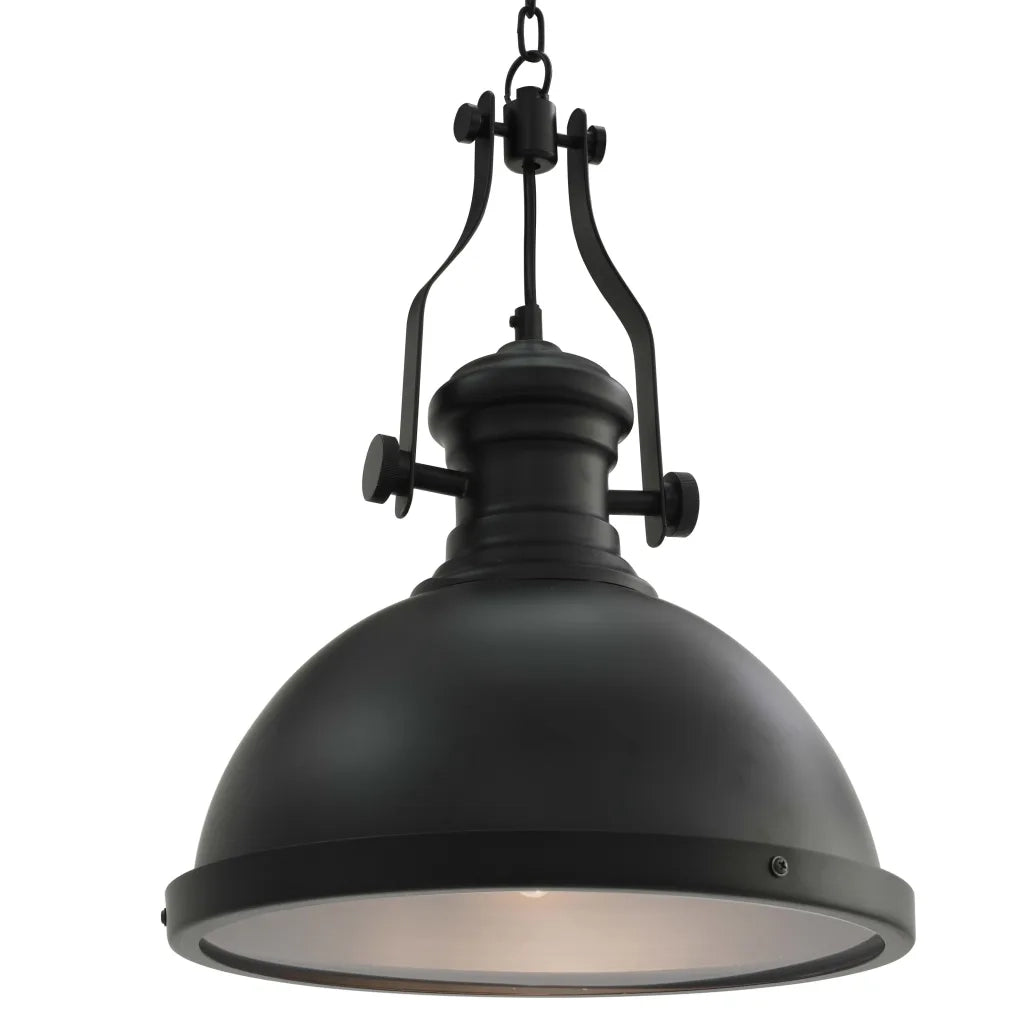 Plafoniera rotonda in stile industriale chic 31 x 40 cm design versatile per sala da pranzo realizzata in acrilico nero opaco 02_0046430