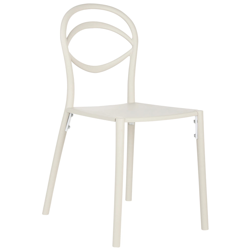 Set di 4 sedie da giardino leggere e resistenti alle intemperie colore bianco sporco stile moderno