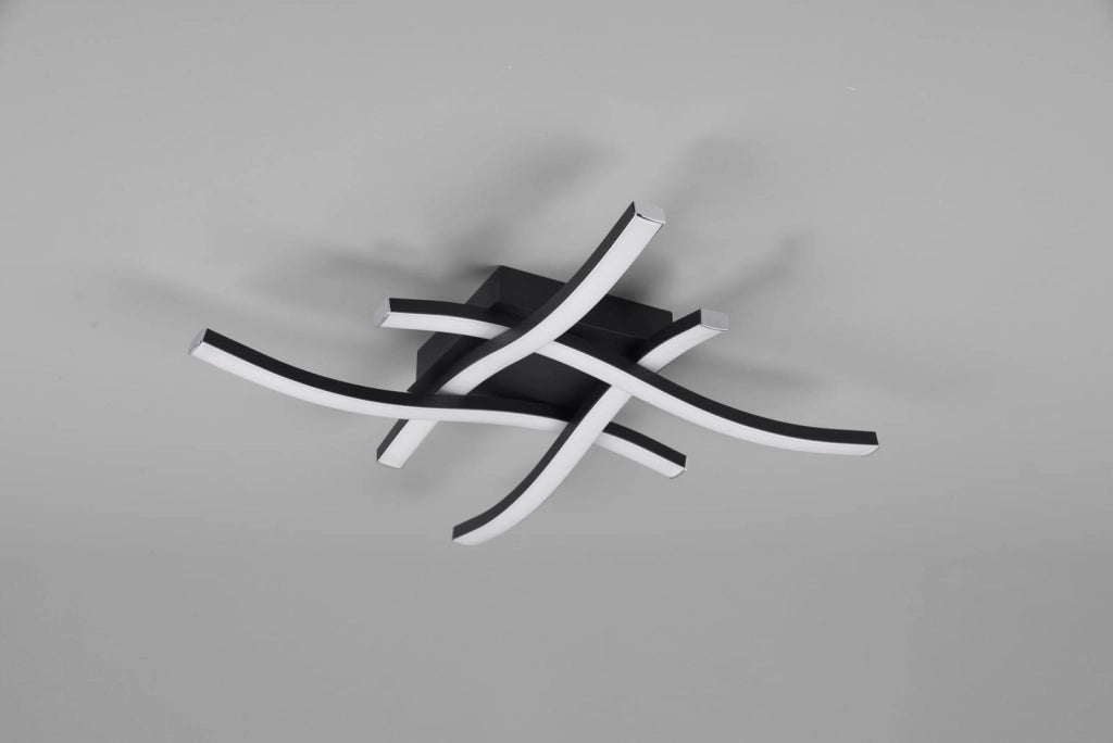 Plafoniera moderna LED ROUTE 4 luci nera 46 cm 4000K
