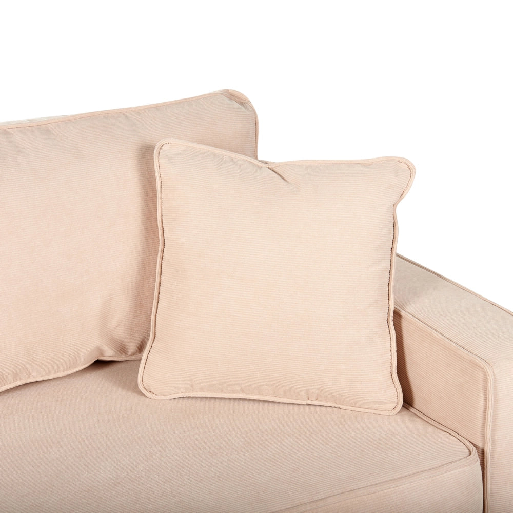 Divano in Velluto beige a 3 Posti con Cuscini decorativi con braccioli colore beige per divano a 3 posti stile moderno salotto