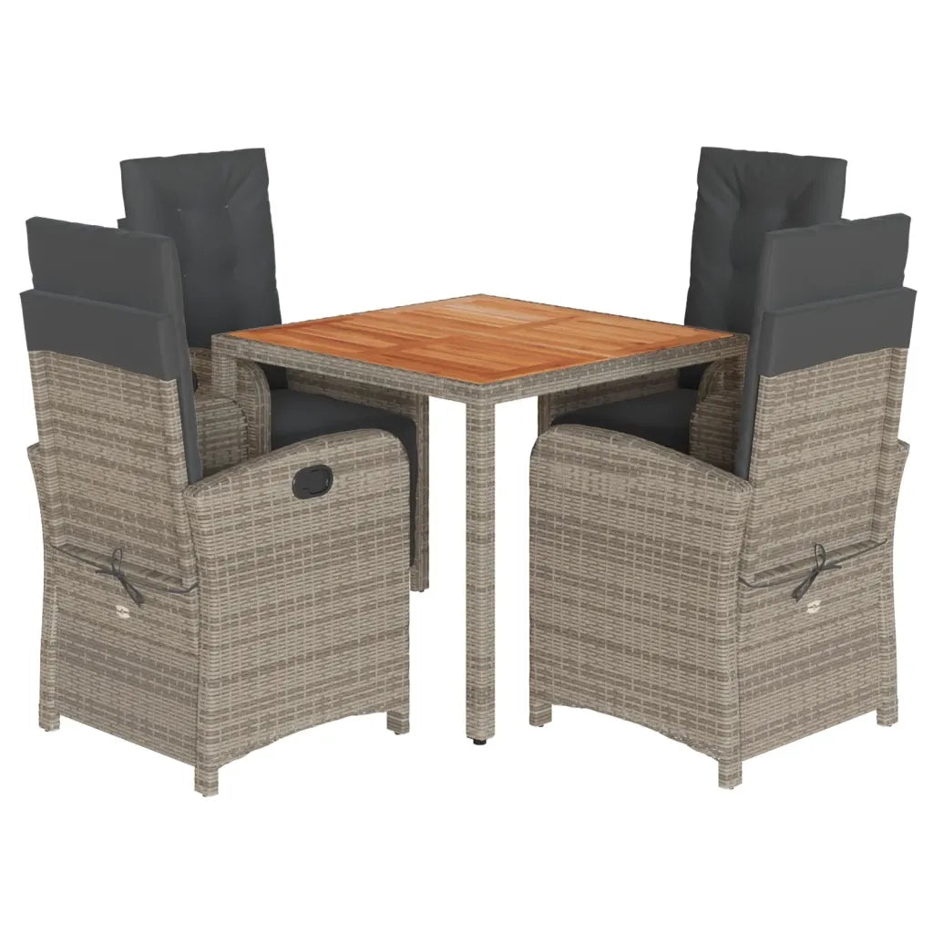 Set da Pranzo da Giardino 5 pz con Cuscini in Polyrattan Grigiocod mxl 111521