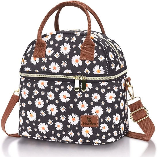 Borsa Insolata a Doppio Strato, 9L Borsa per Picnic per Donne, Borsa con Cinturino Regolabile, Borsa Termica per Ufficio e Scuola