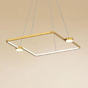 Trade Shop - Lampadario A Sospensione Led 30w Quadrato Con Telecomando Design Moderno Oro 71170 -