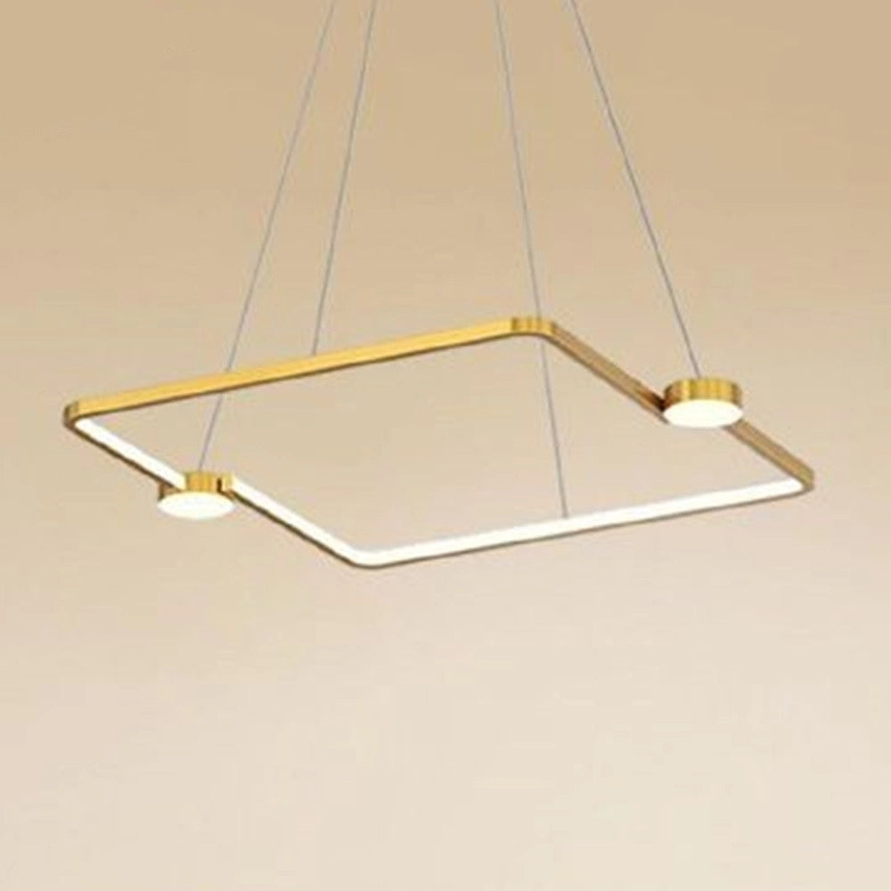Trade Shop - Lampadario A Sospensione Led 30w Quadrato Con Telecomando Design Moderno Oro 71170 -