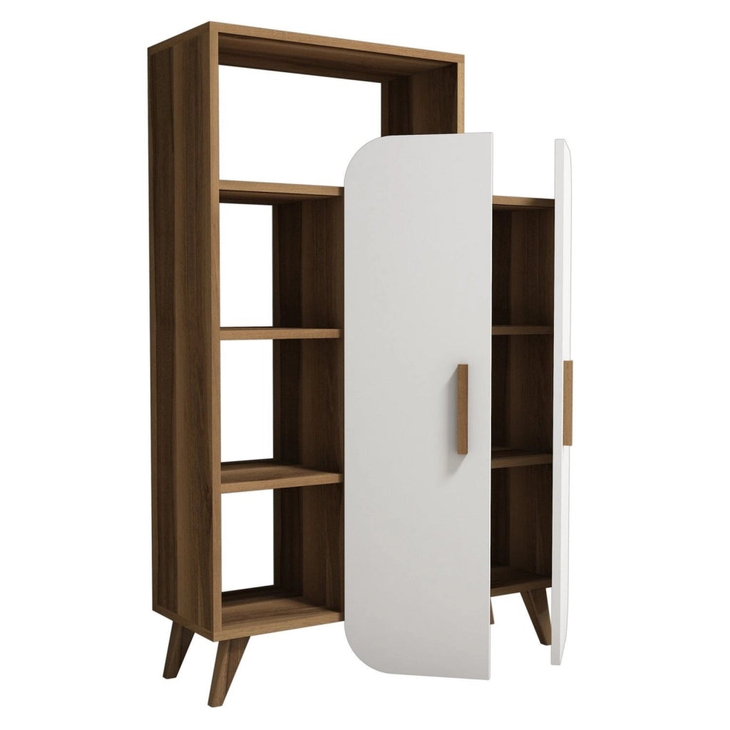 Libreria in legno "Form" 90 x 32 x 132 cm - Noce
