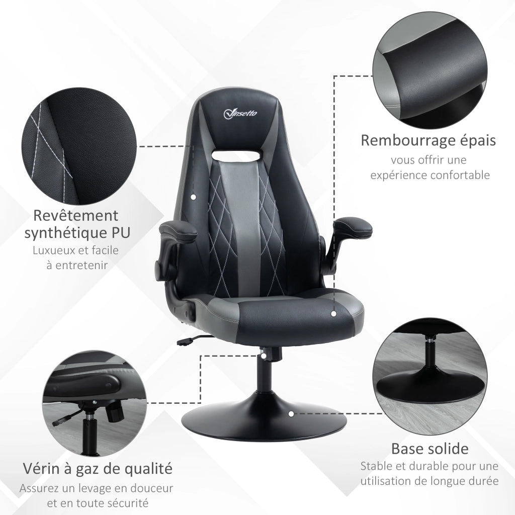 Sedia da gaming ergonomica ¨C zephmum ¨C base rotante metallo, schienale e braccioli regolabili, grigio nero