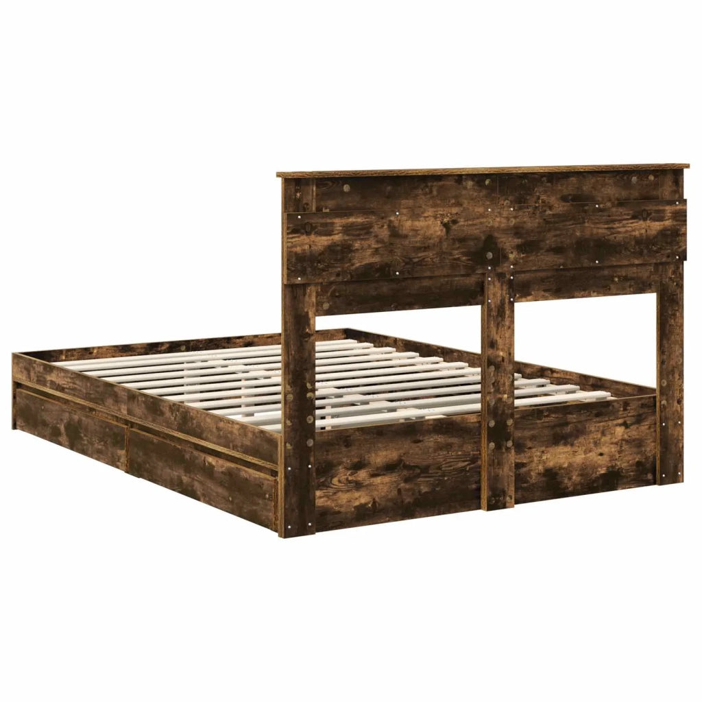 Letto con Contenitore con testiera Rovere fumé 160 x 200 cm 3409901