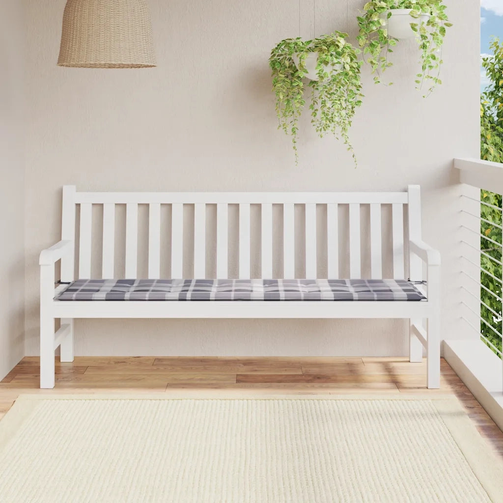 Cuscino per Panca a Quadri Grigi 180x50x4 cm Tessuto Oxford