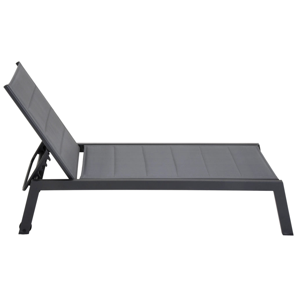 Set di 2 lettini BARBADOS in textilene grigio - alluminio grigio antracite
