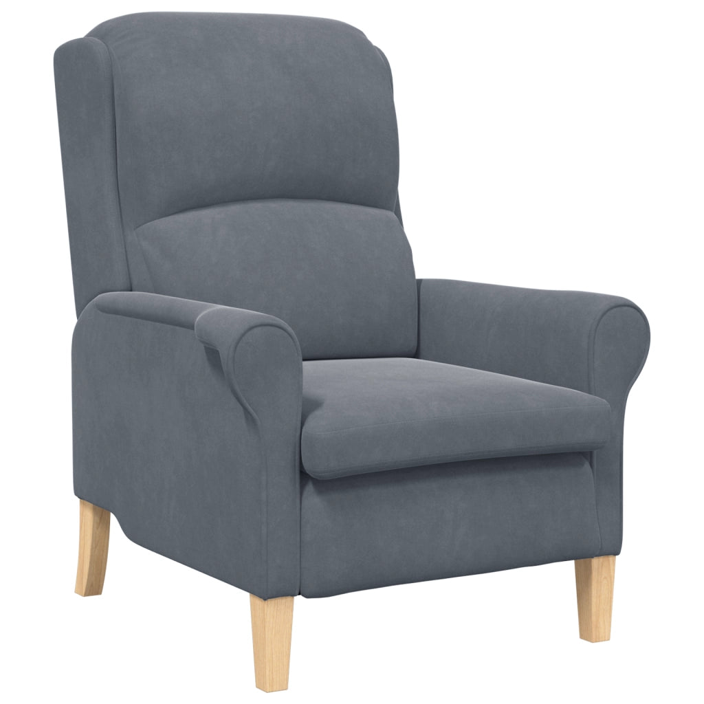 Poltrona Grigio Scuro Grigio scuro Tessuto con gambe in legno