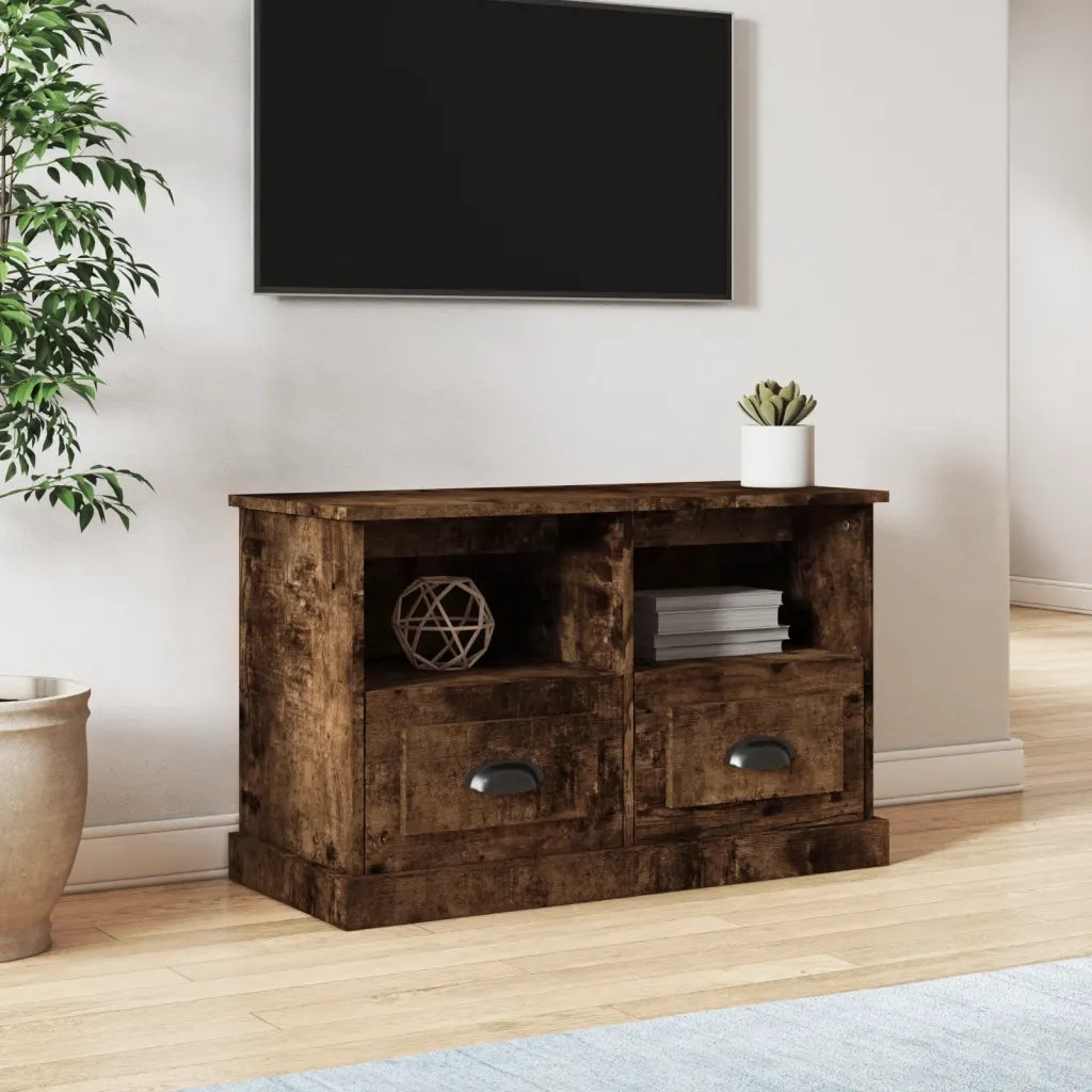 Mobile Porta TV Rovere Fumo 80x35x50 cm in Legno Multistrato 816285