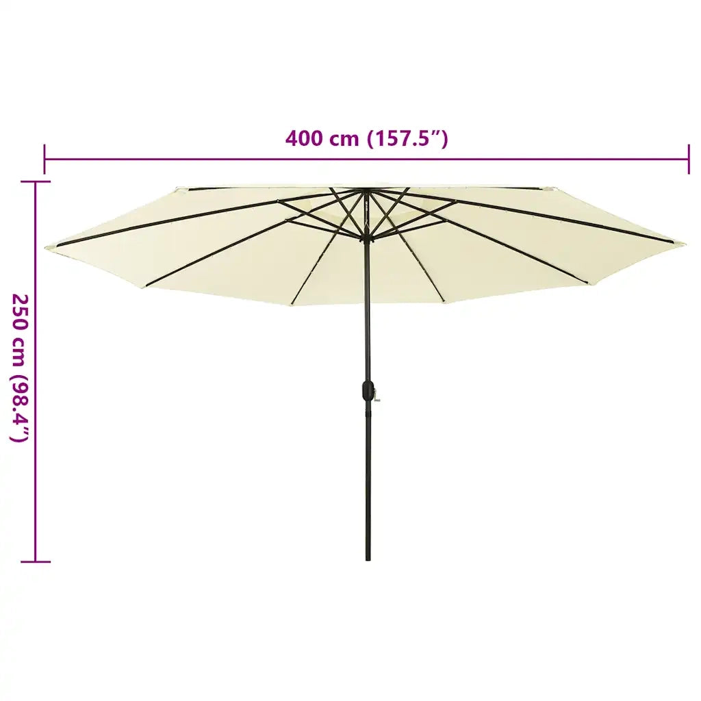 Ombrellone da Esterni con LED e Palo in Metallo 400 cm Sabbia cod mxl 7688