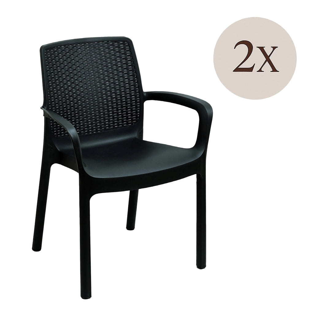 Mattagga, Sedia da Esterno 2 Sedie Made in Italy, Nero Antracite