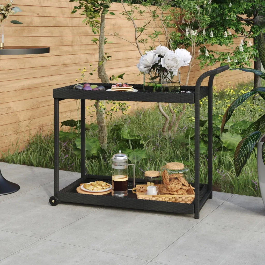 Carrello da Bar Nero 100x45x83 cm in Polyrattan CFW1817720