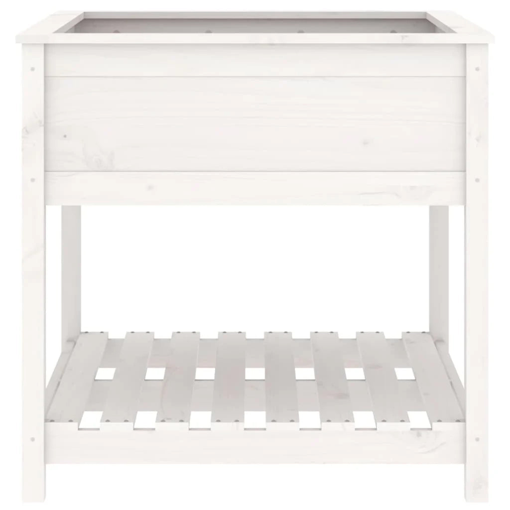 Fioriera rialzata per piante fiori patio giardino con ripiano 82,5 x 82,5 x 81 cm legno massello di pino bianco 02_0038412