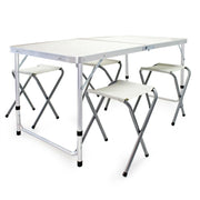 Set tavolo e sgabelli da campeggio 120 cm alluminio mobili da giardino pieghevoli per esterni 16_0002494