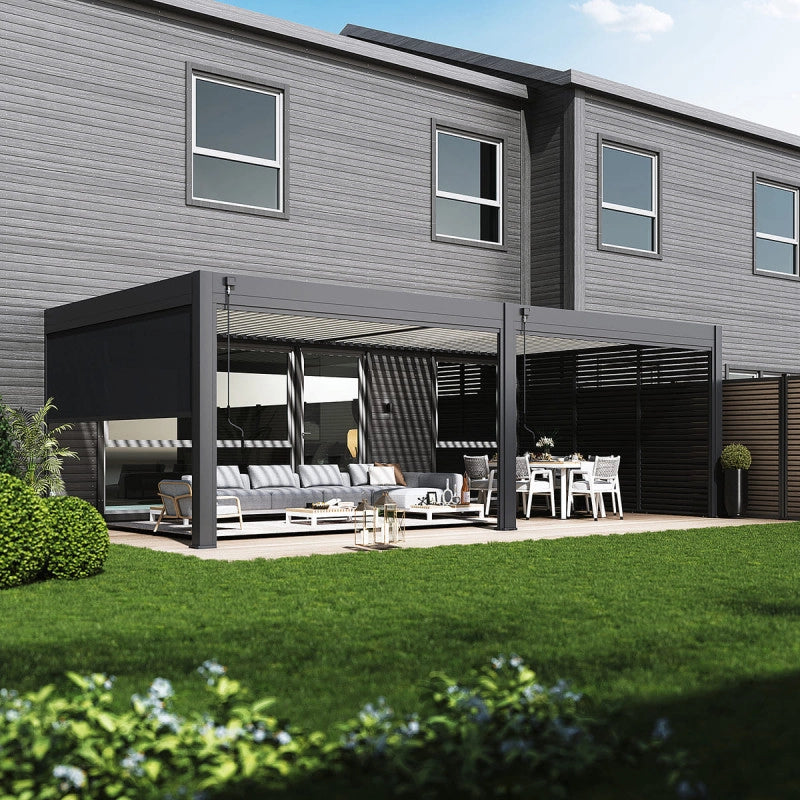Pergola bioclimatica adossata collezione VS 4x8M - V2 - Antracite/Bianco