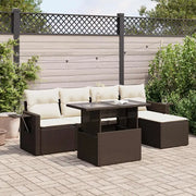 Set Divano da Giardino 6 pz con Cuscini Marrone in Polyrattan 3326464